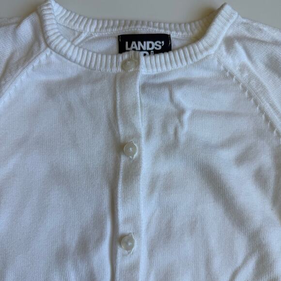 Lands End School Uniform Girls Cotton Modal Cardigan Sweater White Small 6-7 - Picture 5 of 8